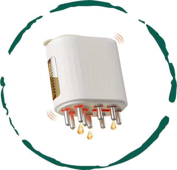 White electronic device with droplet symbols on a white background